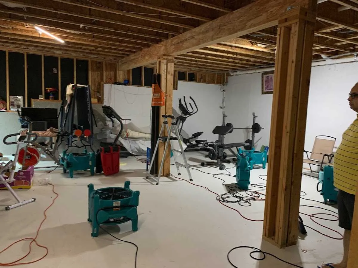 Basement drying equipment setup for Structural Drying in Piqua